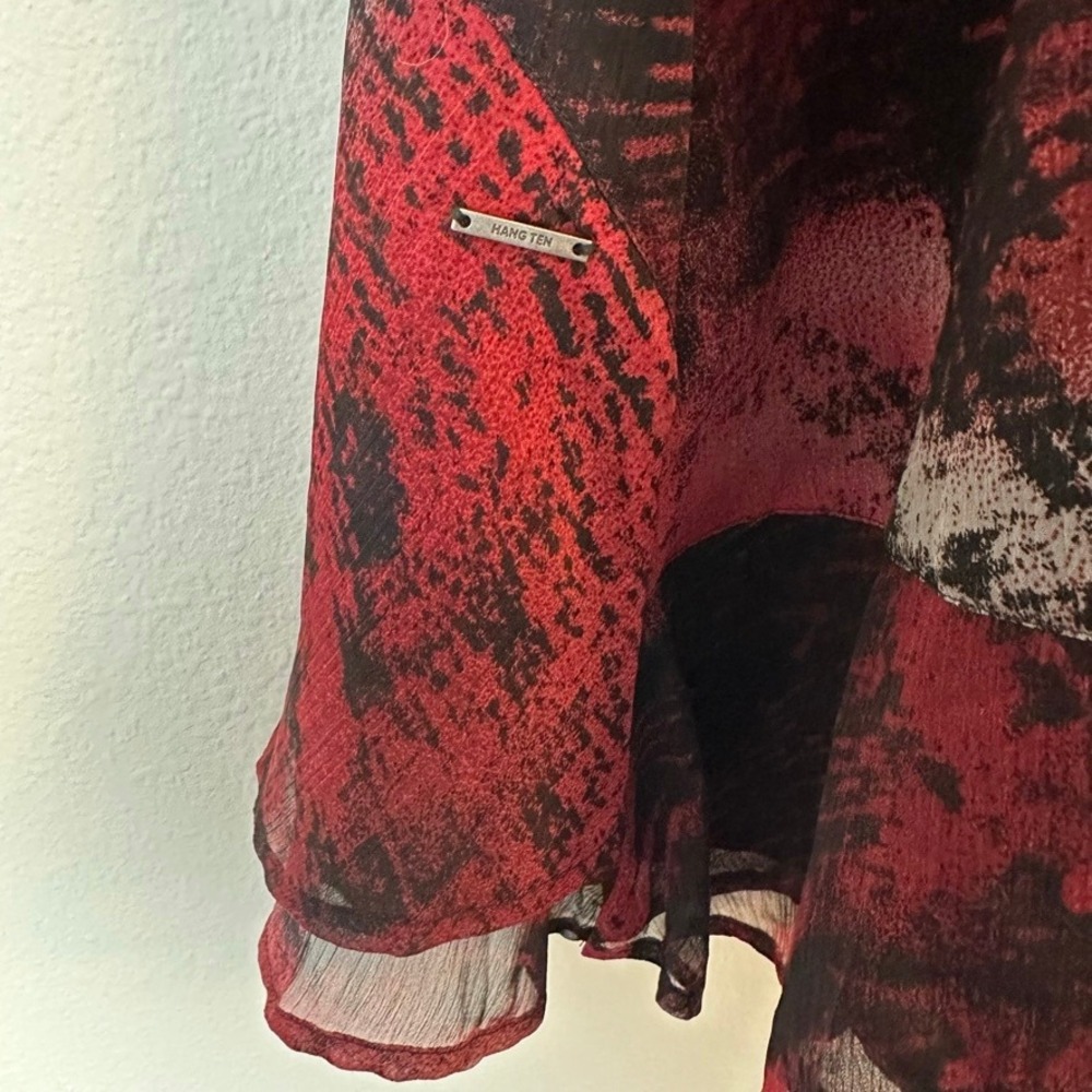 Vintage Y2K Red Black Abstract Print Whimsygoth Mini Dress Grunge Lace Sz 1 XS - Picture 5 of 10